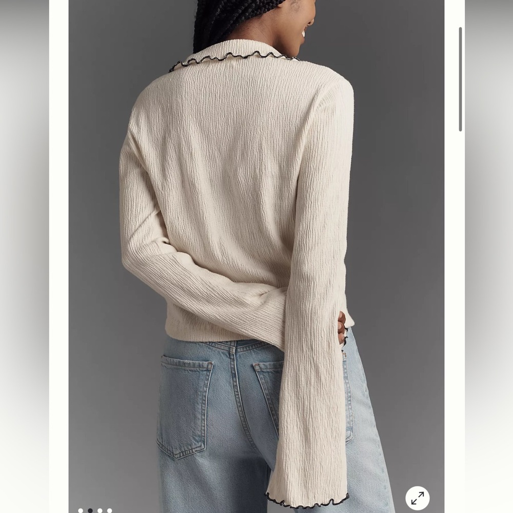 Anthropologie Nation Los Angeles Daisy Oversized Collar Button-Front Top - Picture 3 of 12